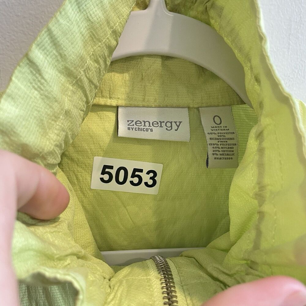 Zenergy By Chico's Neon Yellow Green Full Zip Windbreaker 0 / XS Womens Colorful - Picture 9 of 10